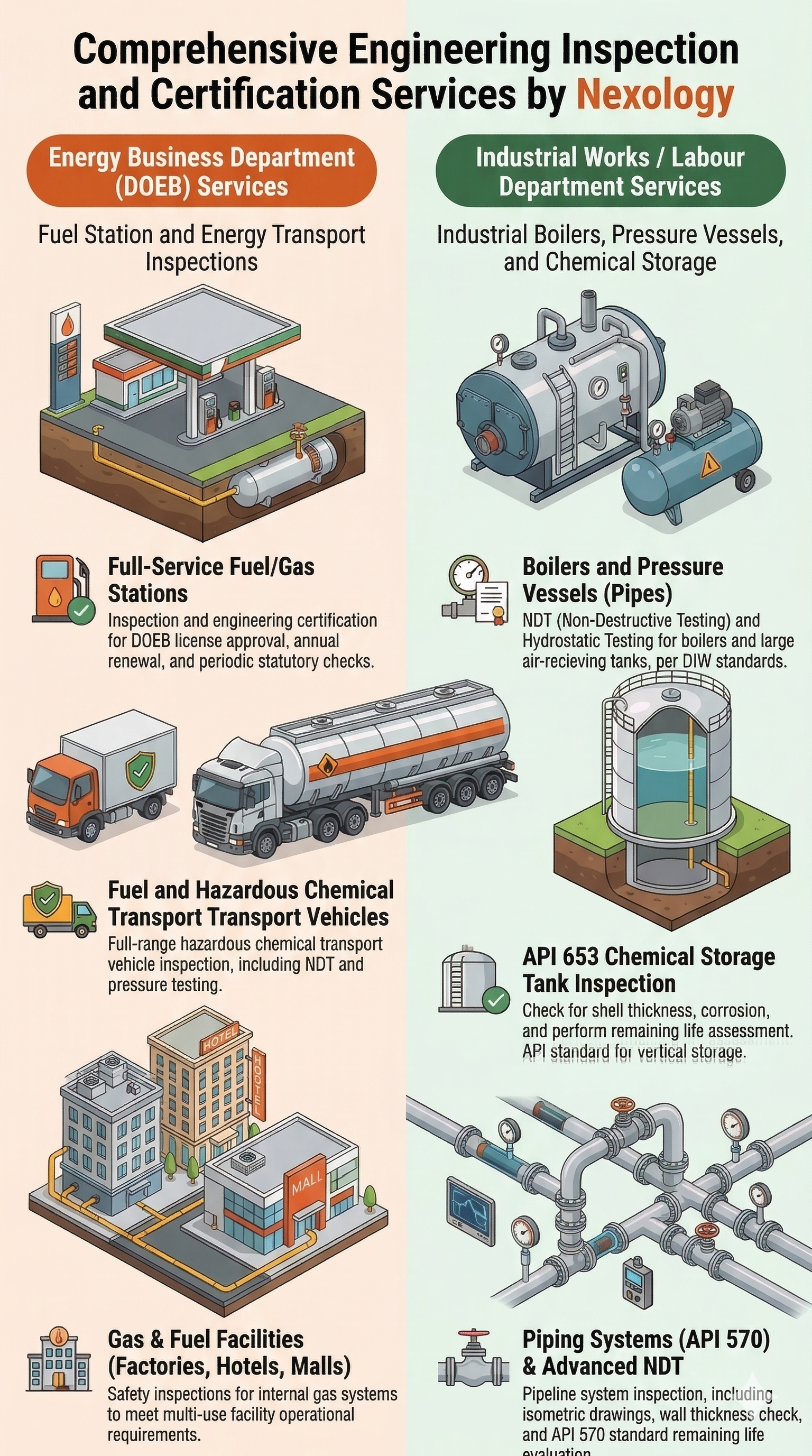 Detailed service capabilities infographic